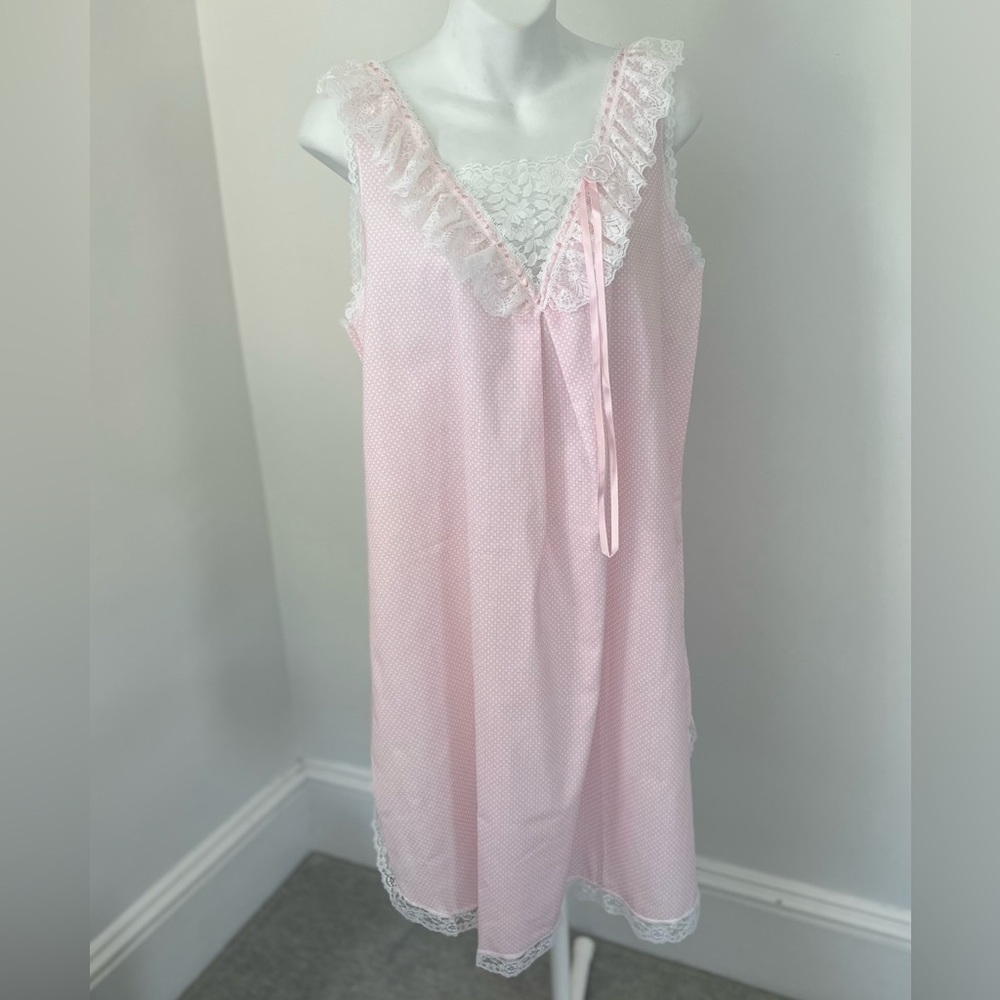 Vintage Brandywine Mini Checkerboard Pink/White Coquette Nightgown